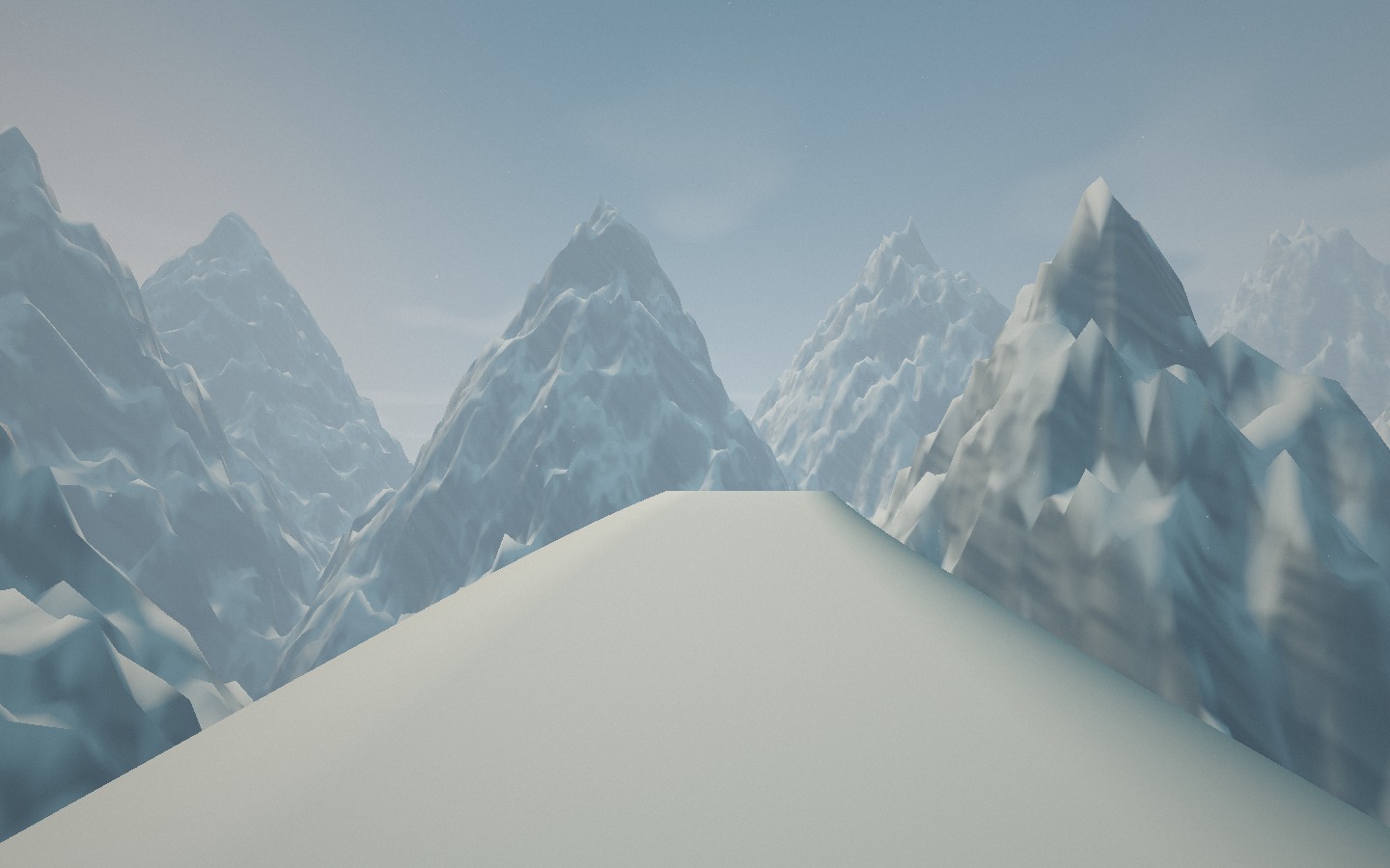 The snowy mountain ridge in the Astra implementation, The Still Below.