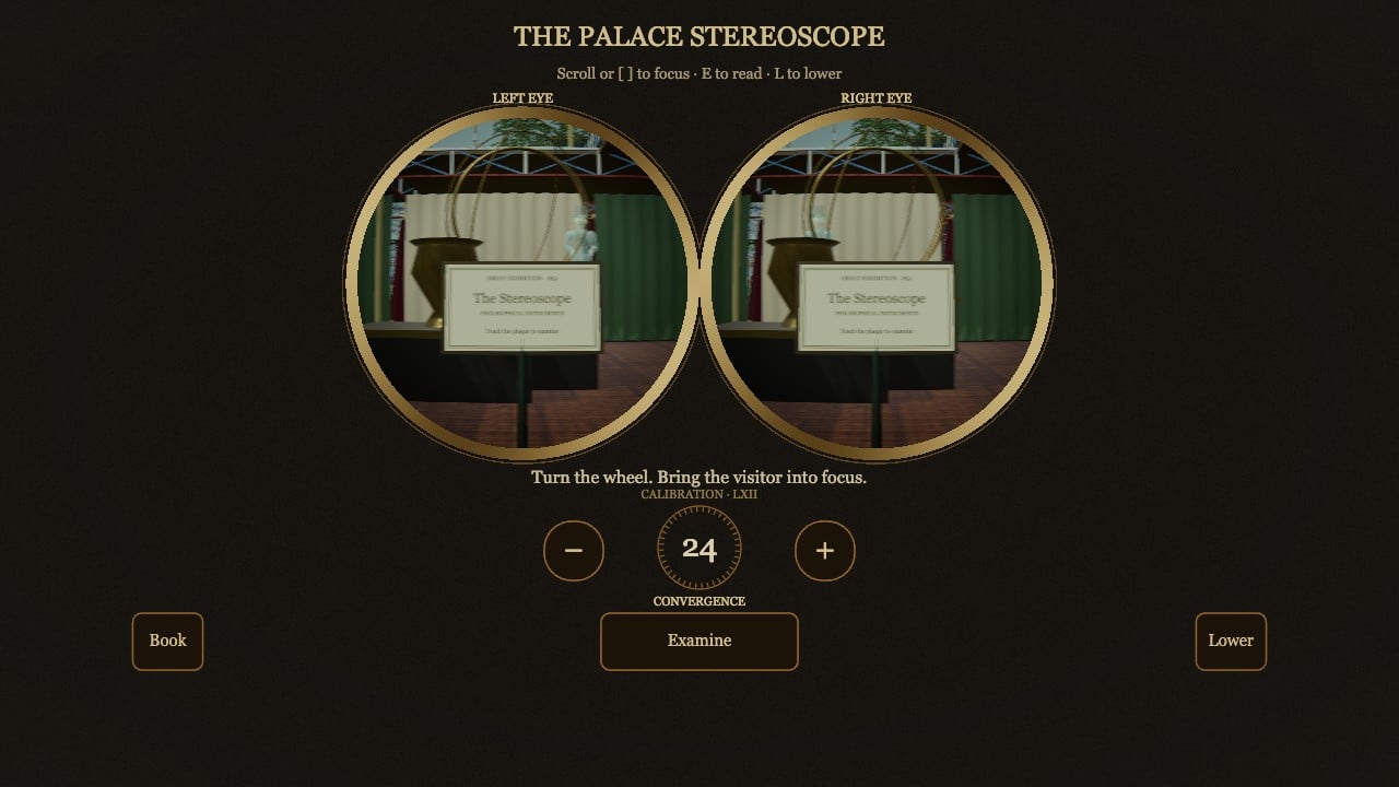 The carried stereoscope showing paired live views of the Palace.