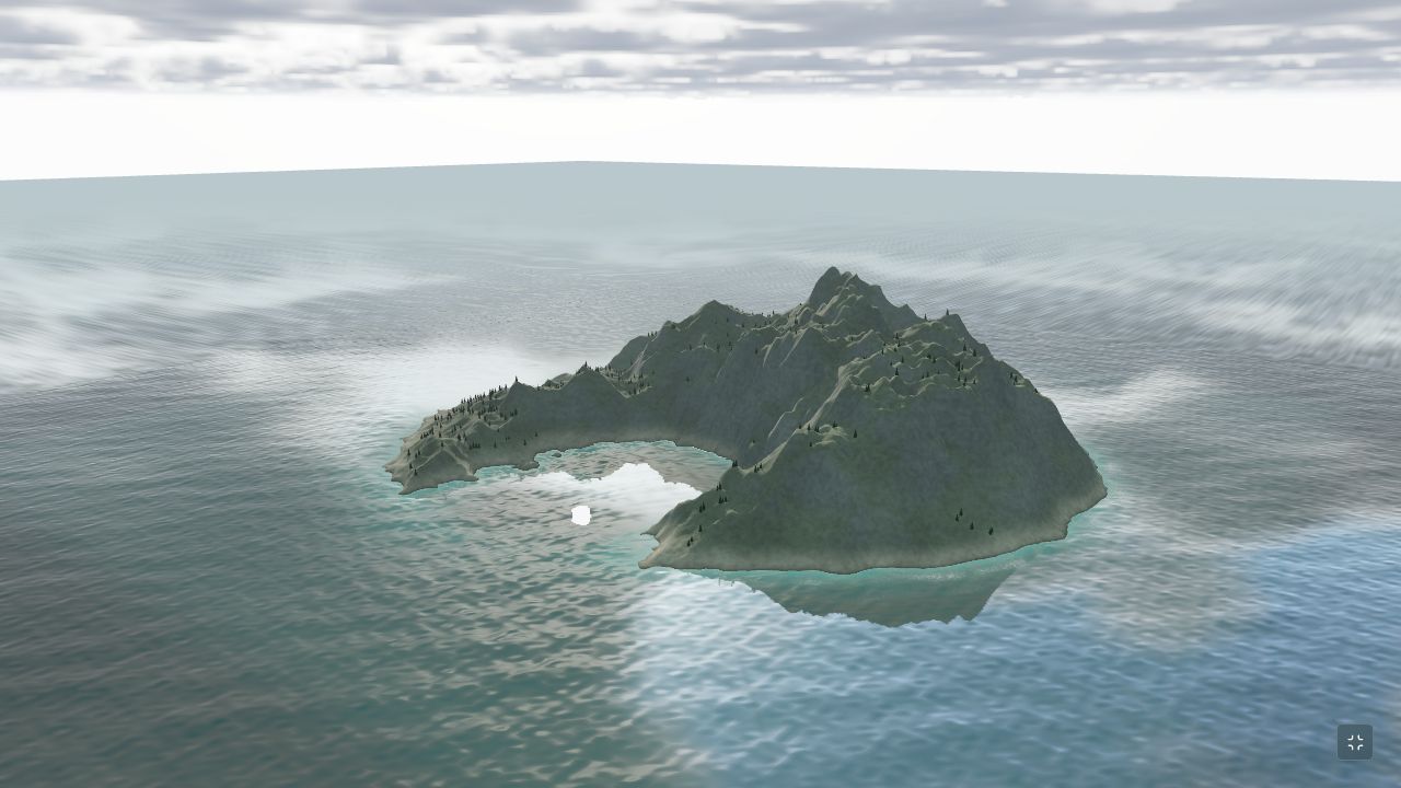 A coastal landscape created in Terra’s browser editor.