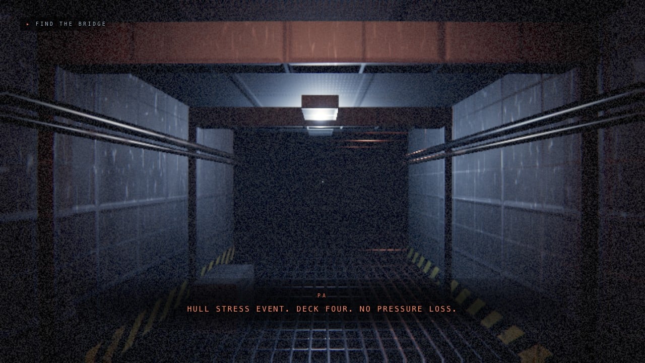 A passage through WAKE’s generated ship, lit by its interior light rig.