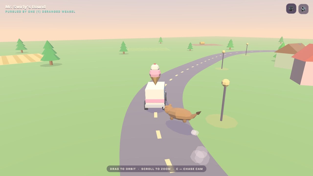 Actual game capture: Claude Fable 5, Mr. Swirly & the Weasel.
