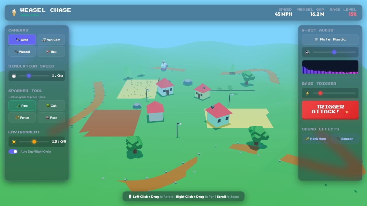 Actual frame from Weasel Chase Simulator.