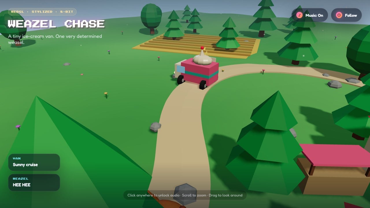 Actual frame from Weazel Chase Ice Van Village.