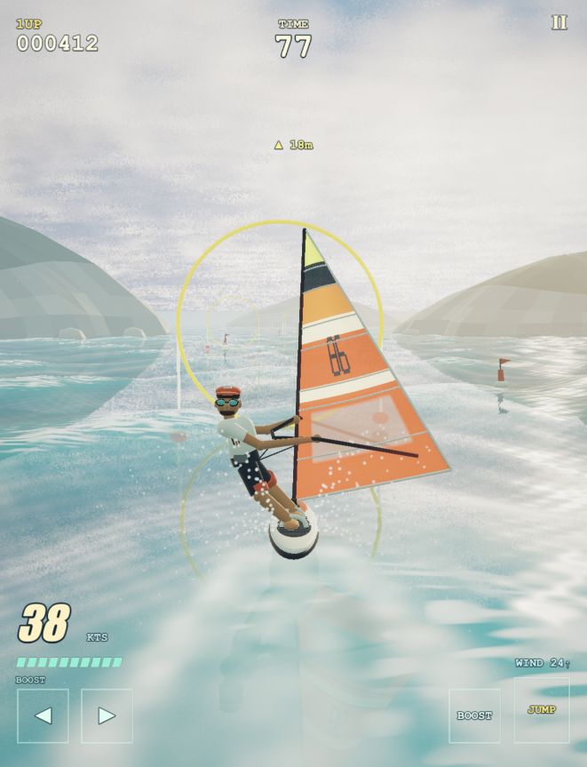 A windsurfer racing across the sea in Windsurf Vibes.